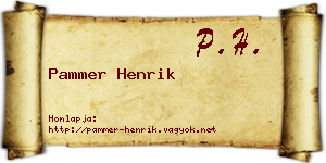 Pammer Henrik névjegykártya